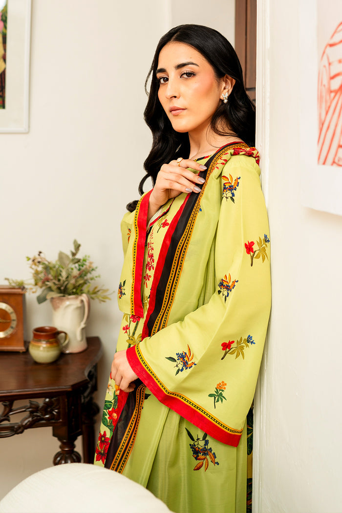 Muslin 3PC Pakistani Print Set with Dupatta in Lemon Yellow | Premium Ethnic Wear – Aminah Designs Aminah Designs