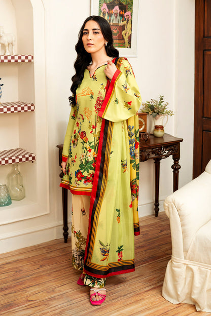 Muslin 3PC Pakistani Print Set with Dupatta in Lemon Yellow | Premium Ethnic Wear – Aminah Designs Aminah Designs