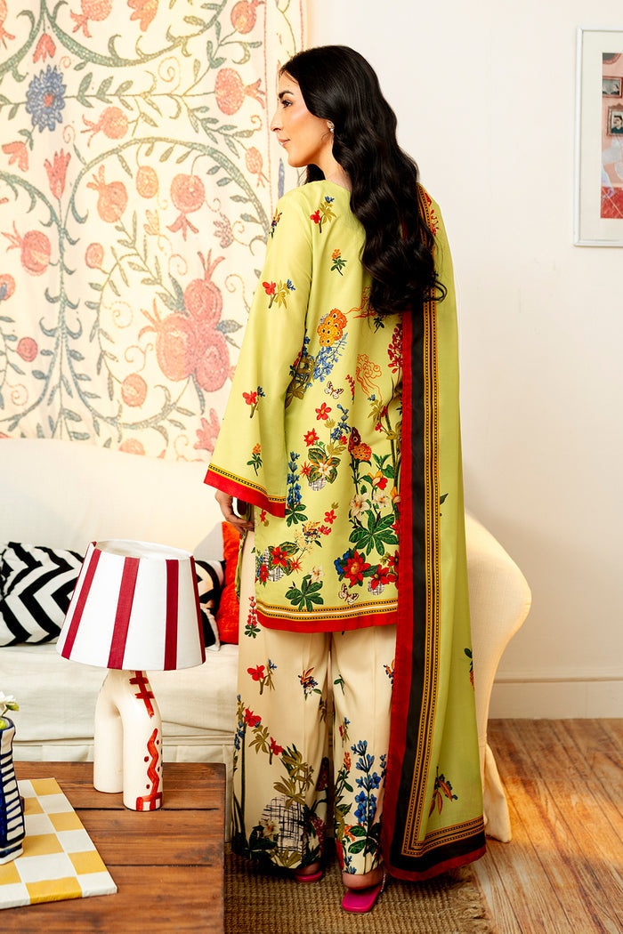 Muslin 3PC Pakistani Print Set with Dupatta in Lemon Yellow | Premium Ethnic Wear – Aminah Designs Aminah Designs