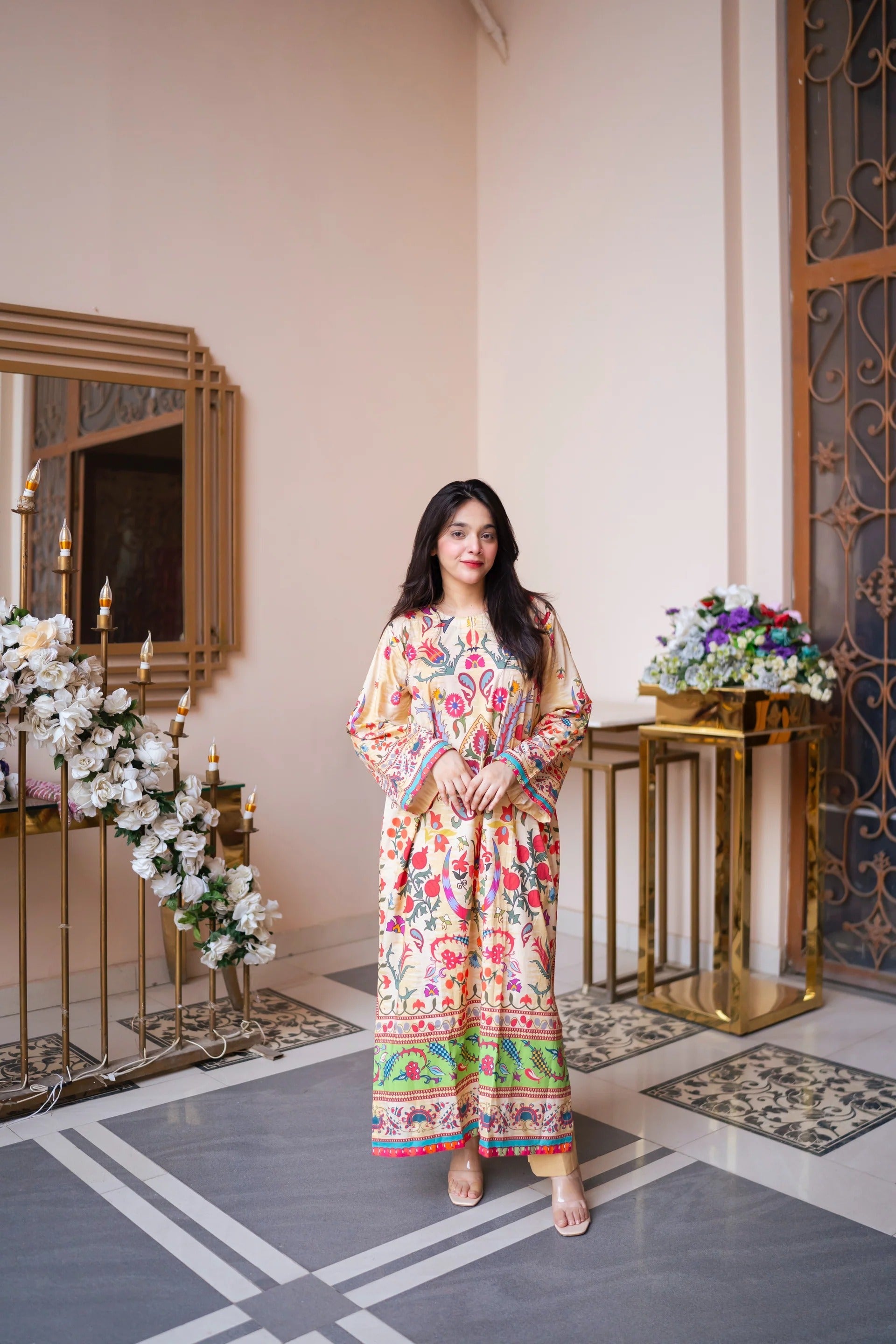 Rainbow Aura Long 2PC Multicolor Pakistani Printed Set | Elegant Daily Wear – Aminah Designs Aminah Designs