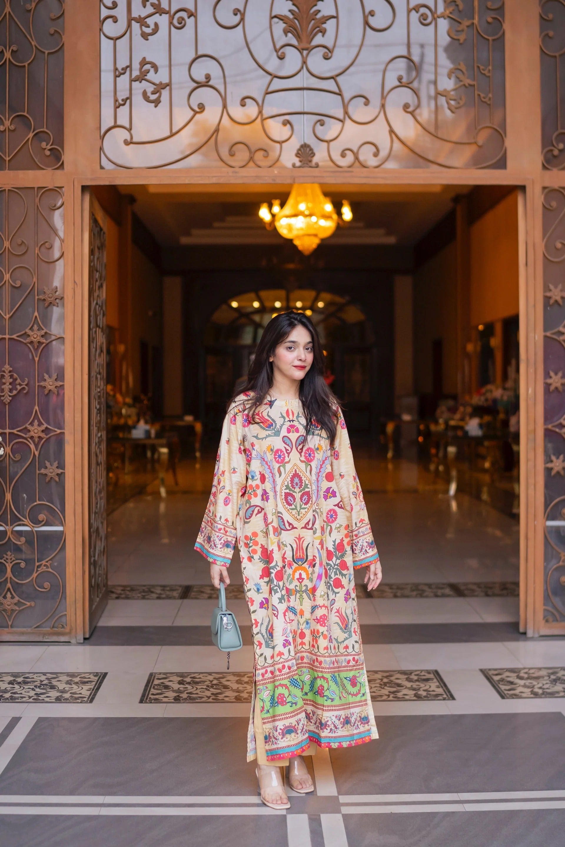 Rainbow Aura Long 2PC Multicolor Pakistani Printed Set | Elegant Daily Wear – Aminah Designs Aminah Designs