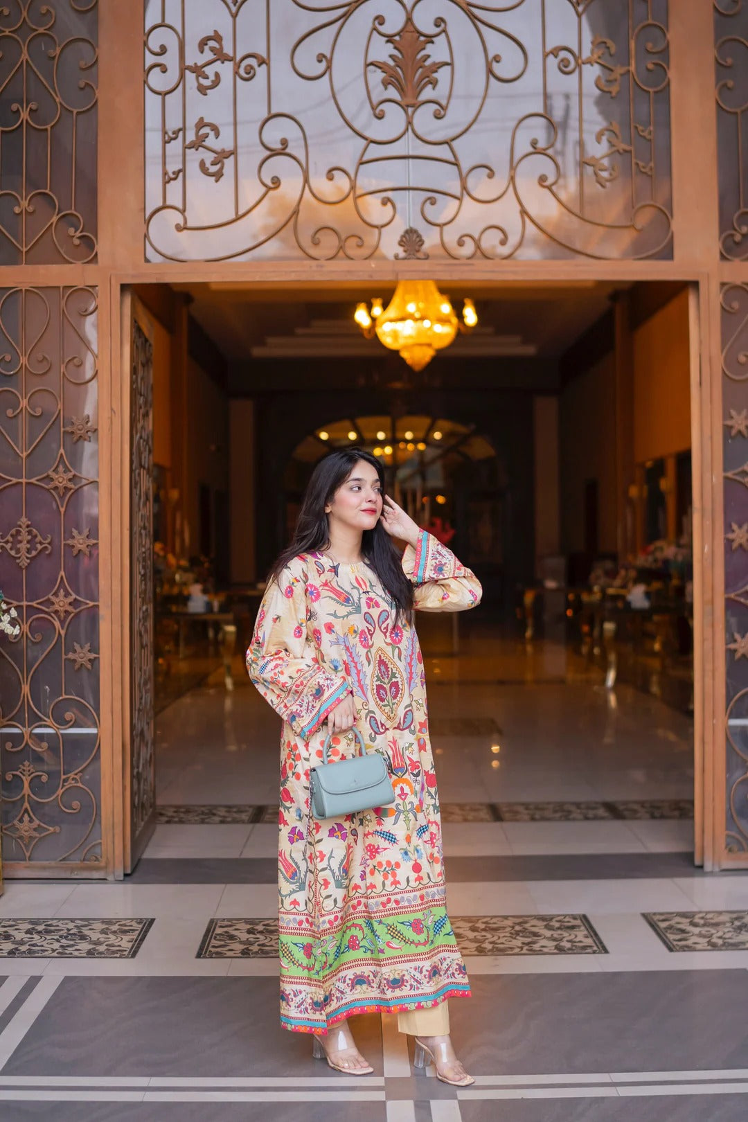 Rainbow Aura Long 2PC Multicolor Pakistani Printed Set | Elegant Daily Wear – Aminah Designs Aminah Designs