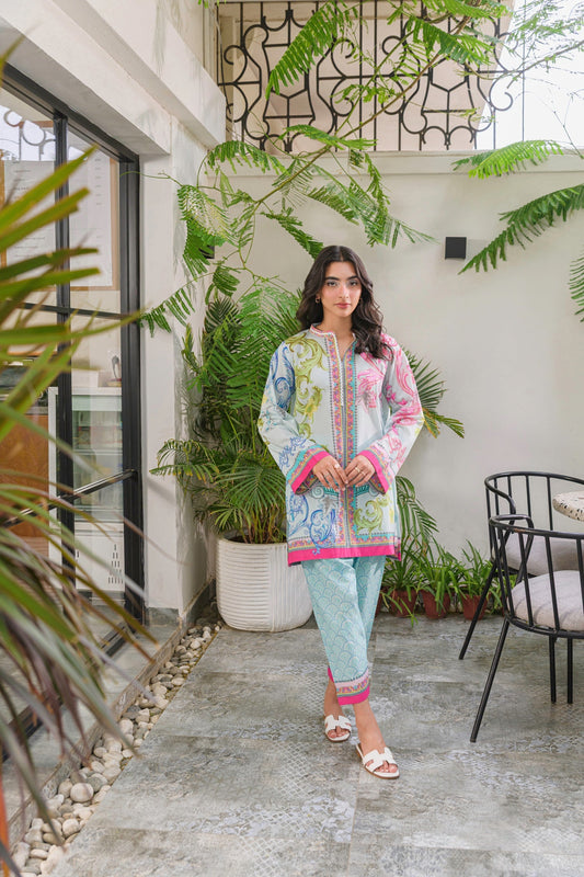 Multi color 2 pc turkish co-ord set for women Aminah Designs