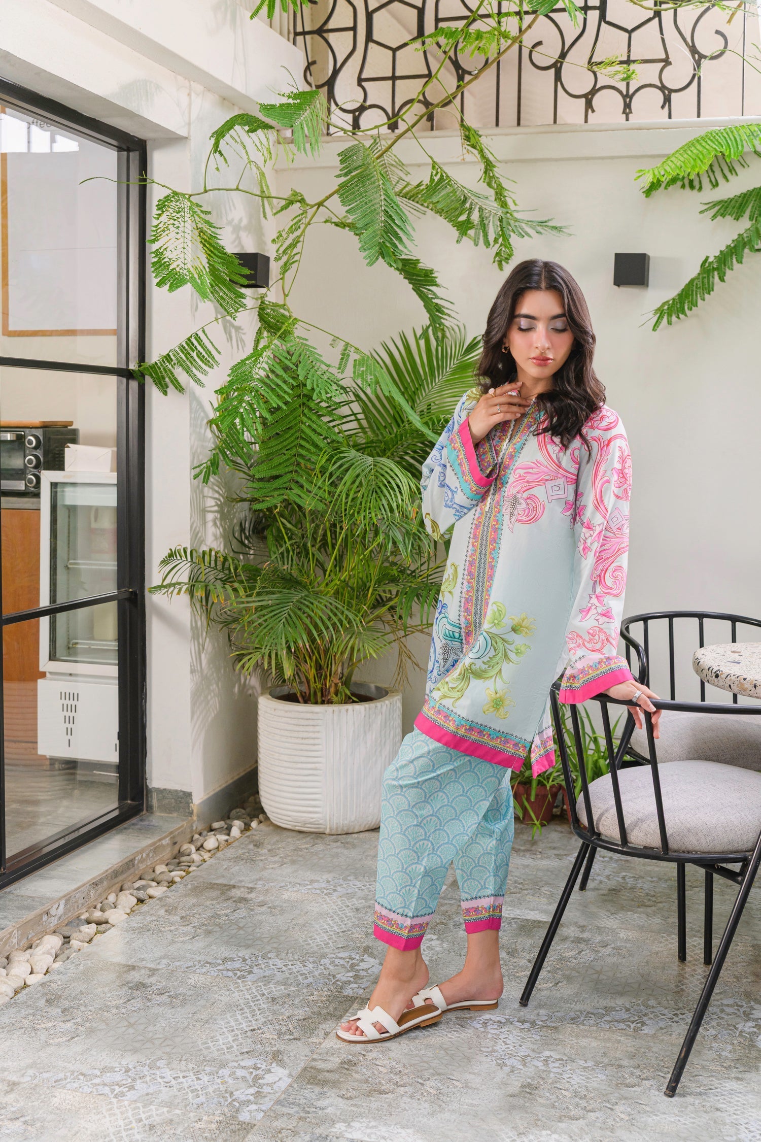 Multi color 2 pc turkish co-ord set for women Aminah Designs