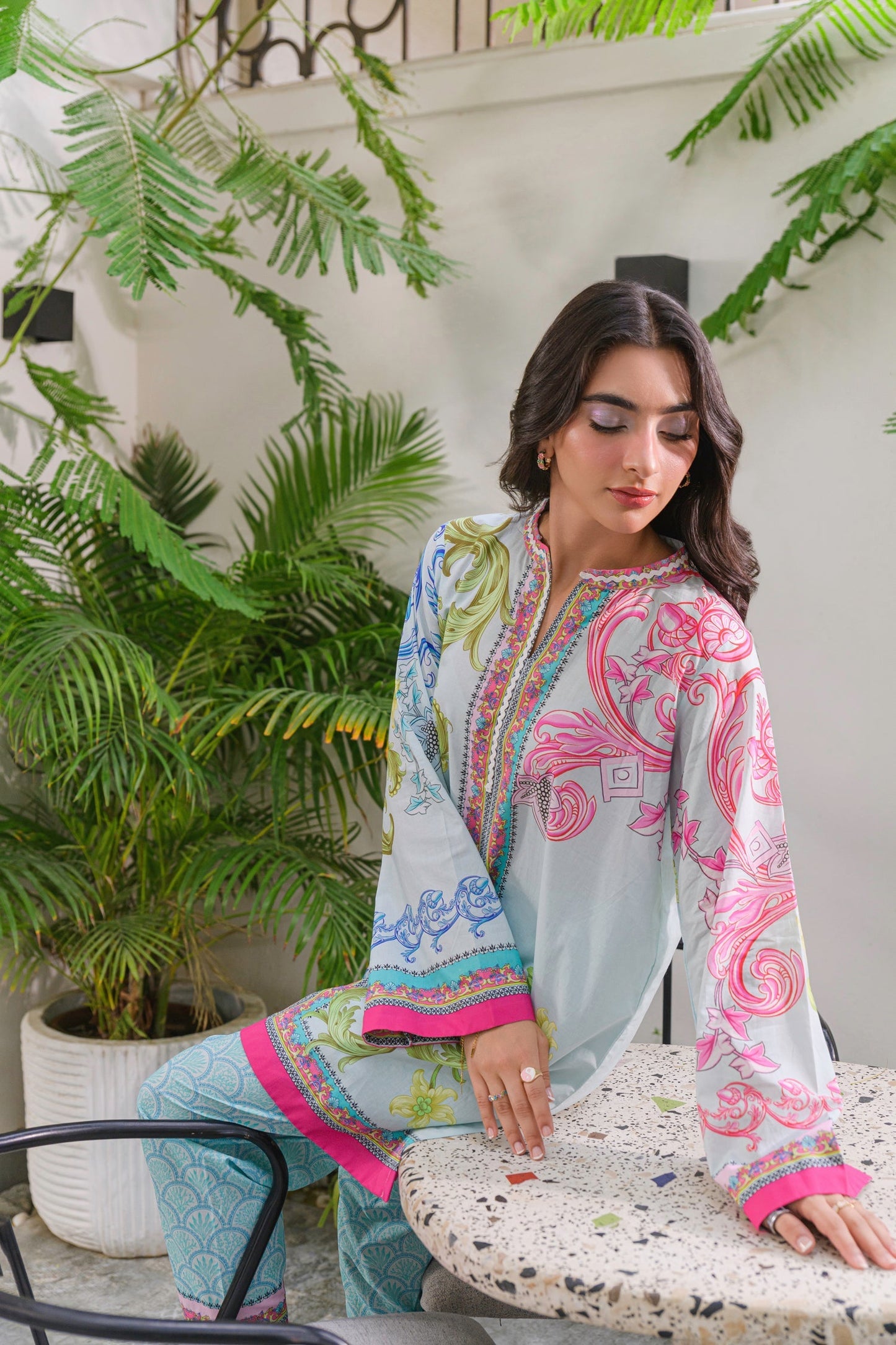 Multi color 2 pc turkish co-ord set for women Aminah Designs