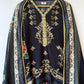 Pure muslin semi stitched shirt printed with beautiful laces & mirror works