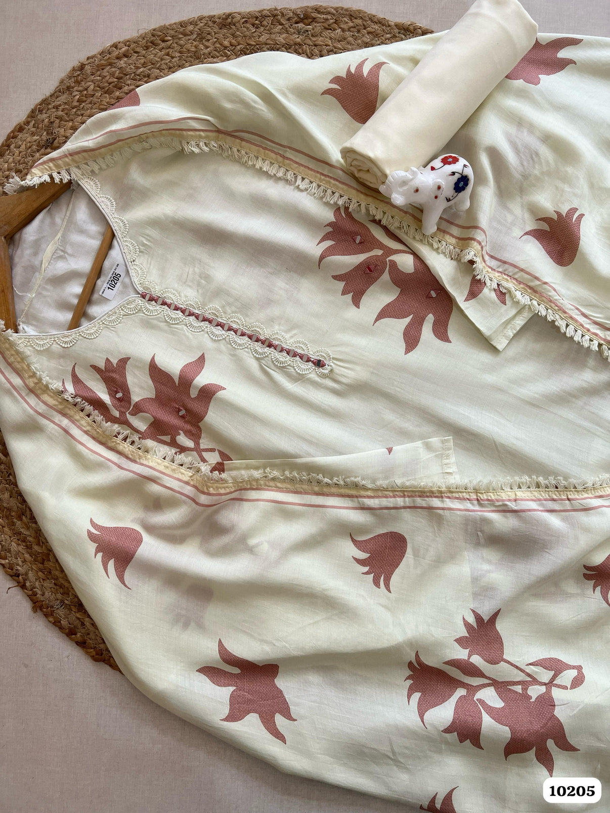 Pure muslin semi stitched shirt with beautiful thread mirror & lace work