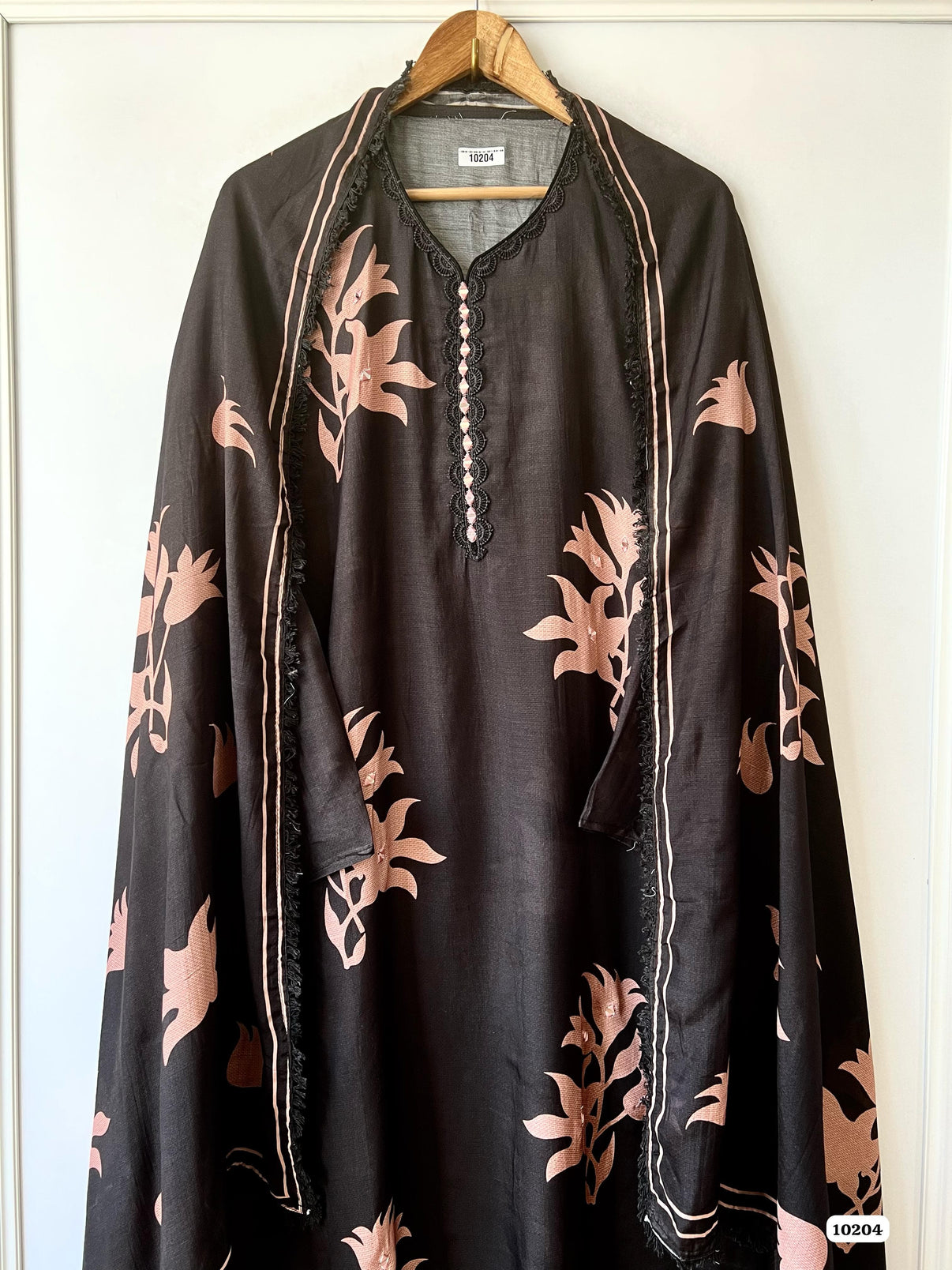Pure muslin semi stitched shirt with beautiful thread mirror & lace work