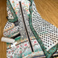 Pure muslin semi stitched shirt with beautiful paksitani print with stone mirror & crocia laces work