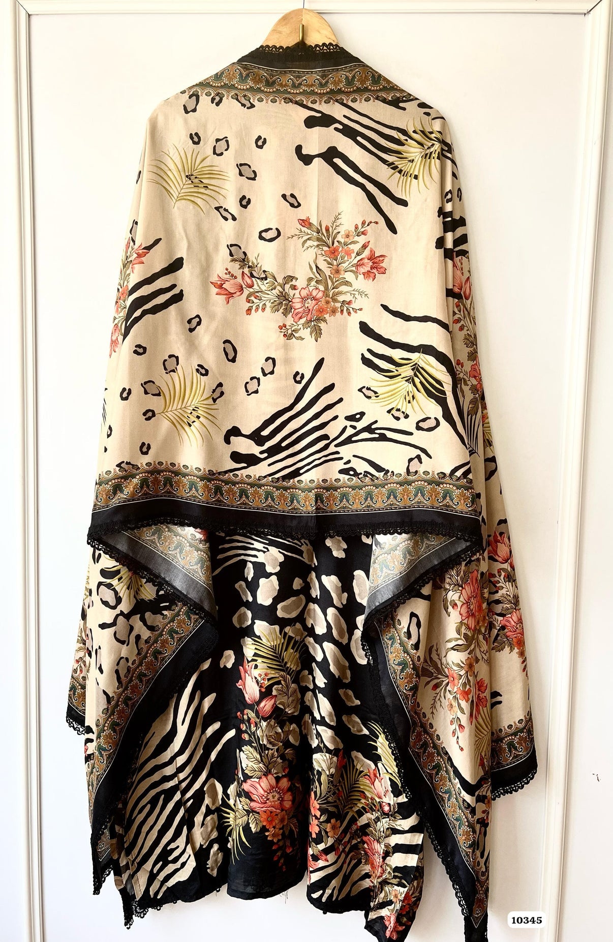 Pure muslin semi stitched shirt with beautiful Pakistani print with laces & mirror work
