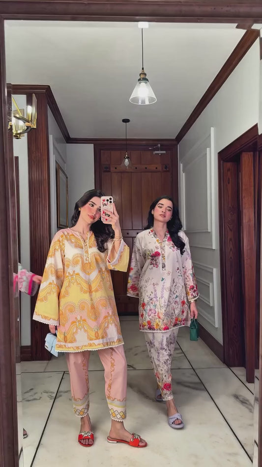 Multi color 2 pc turkish co-ord set for women