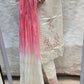 WHITE ELEGANT 3 PC SET WITH SHADED DUPATTA
