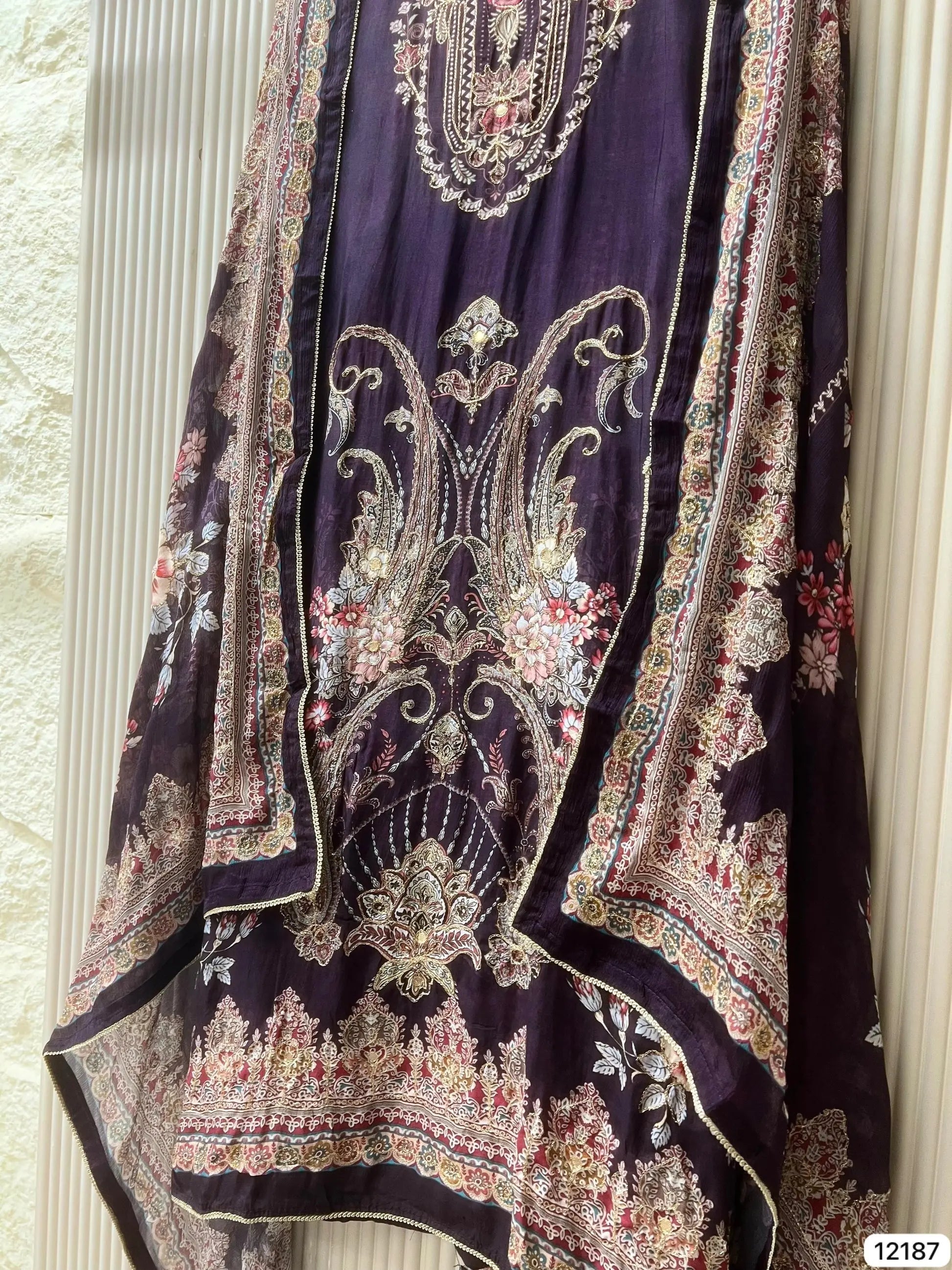 Midnight Sapphire Pure Muslin Unstitched 3-Piece Set with Ornate Digital Prints | Aminah Designs - Aminah Designs