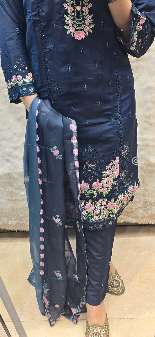 NAVY BLUE 3 PC READYTOWEAR DRESS UNDER 1500