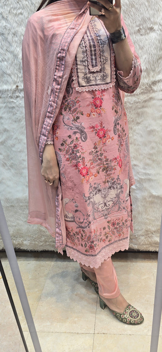 PINK 3 PC READYTOWEAR DRESS WITH DUPATTA UNDER 1500