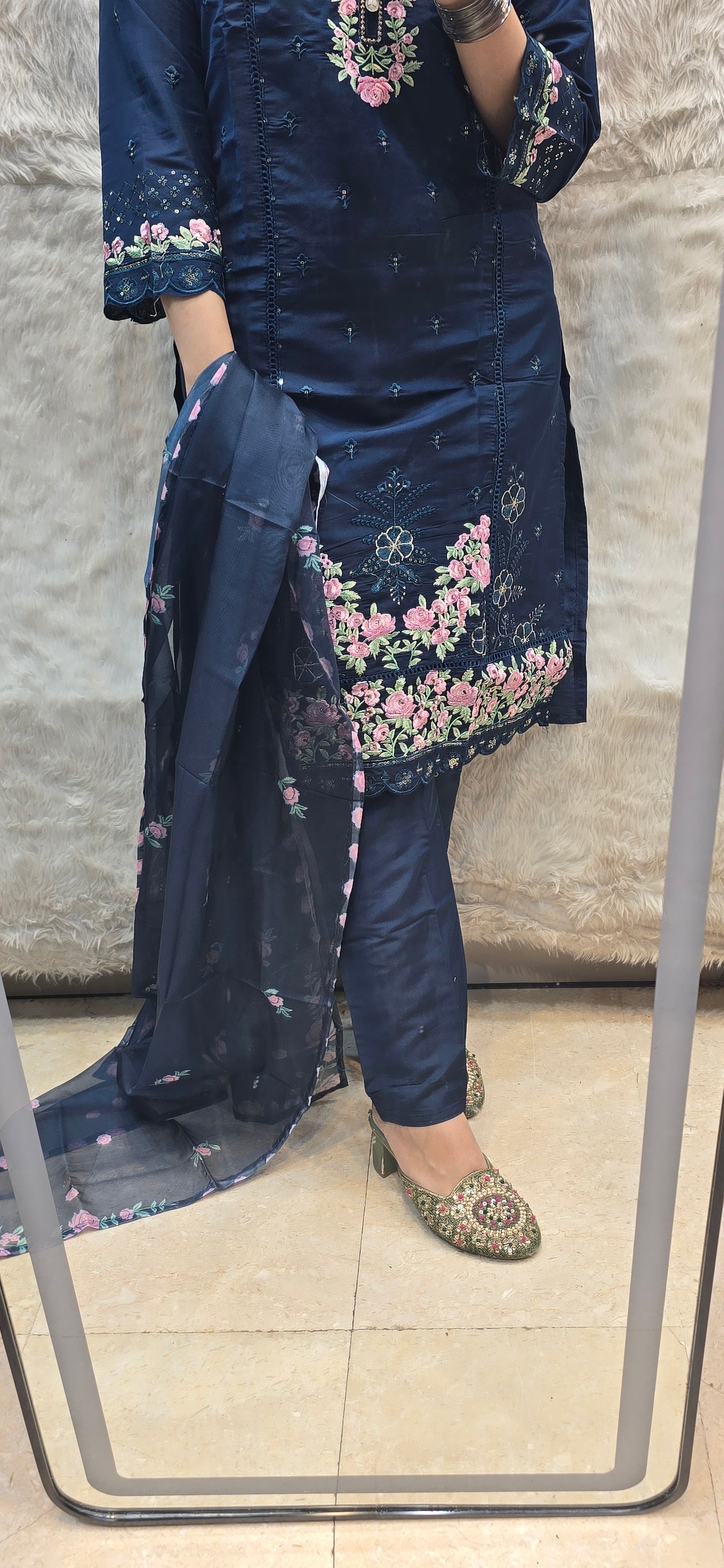 NAVY BLUE 3 PC READYTOWEAR DRESS UNDER 1500