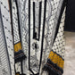 PURE MUZLIN 3 PC SET SEMI STITCHED WHITE AND BLACK WITH BEAUTIFUL LACE WORK AND MIRROR WORK