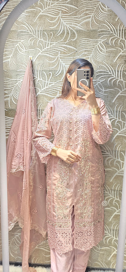 PASTEL DREAMS Embellished cutwork Suit (readytowear 3pc set)