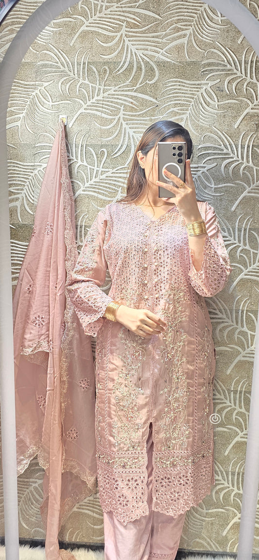 PASTEL DREAMS Embellished cutwork Suit (readytowear 3pc set)