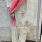 WHITE ELEGANT 3 PC SET WITH SHADED DUPATTA