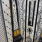 PURE MUZLIN 3 PC SET SEMI STITCHED WHITE AND BLACK WITH BEAUTIFUL LACE WORK AND MIRROR WORK