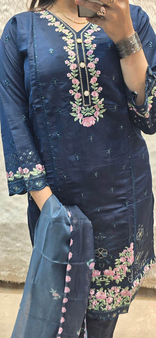 NAVY BLUE 3 PC READYTOWEAR DRESS UNDER 1500