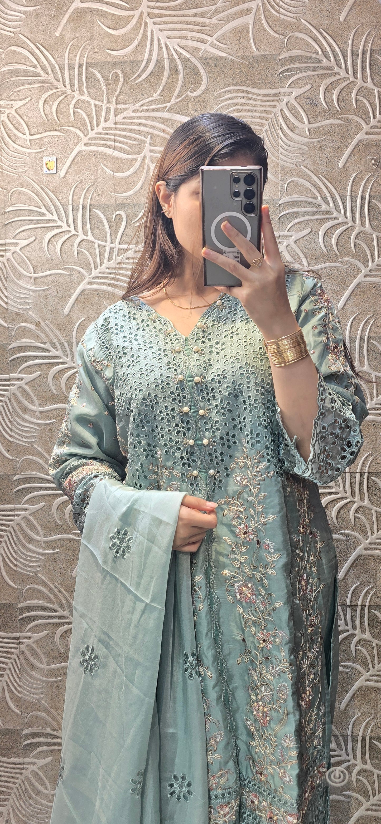 PASTEL DREAMS Embellished cutwork Suit (readytowear 3pc set)