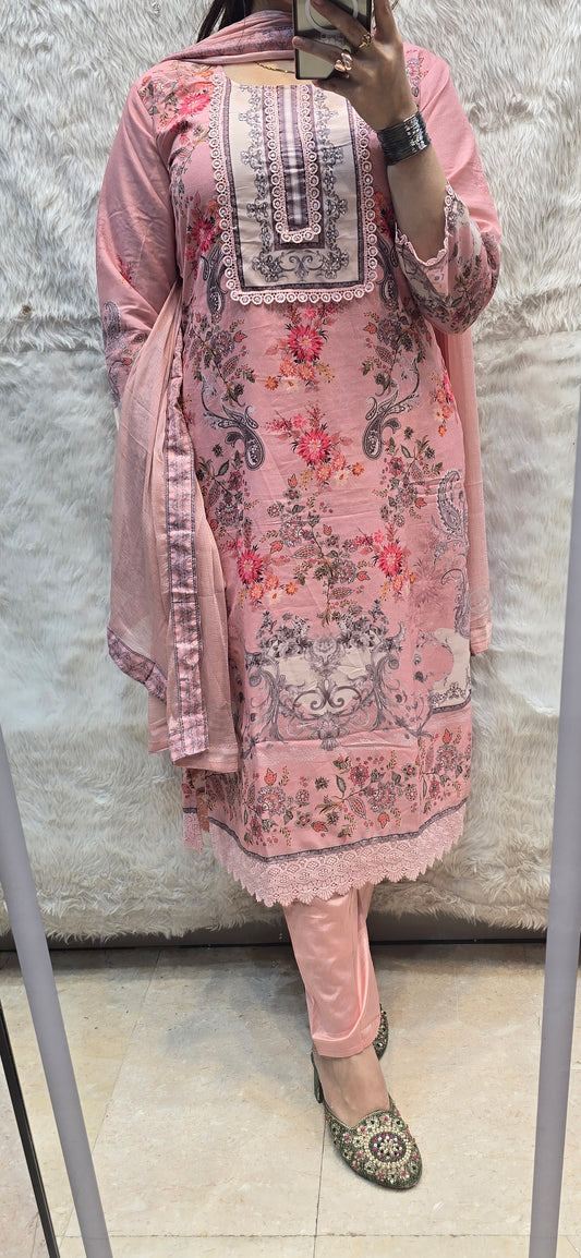 PINK 3 PC READYTOWEAR DRESS WITH DUPATTA UNDER 1500
