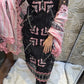 Black and pink 3 pc ready to wear heavy party dress fully embroidered