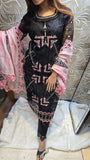 Black and pink 3 pc ready to wear heavy party dress fully embroidered