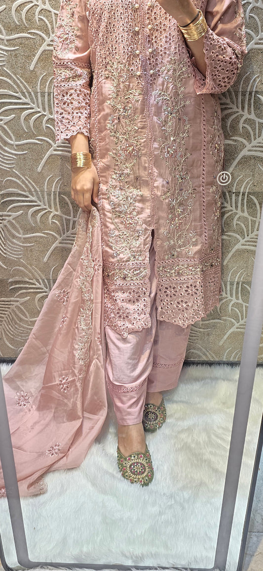PASTEL DREAMS Embellished cutwork Suit (readytowear 3pc set)