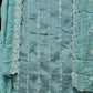 3 PC FULLY EMBROIDERED  TURQUOISE COLOR PURE VISCOSE SET WITH CHIFFON DUPATTA