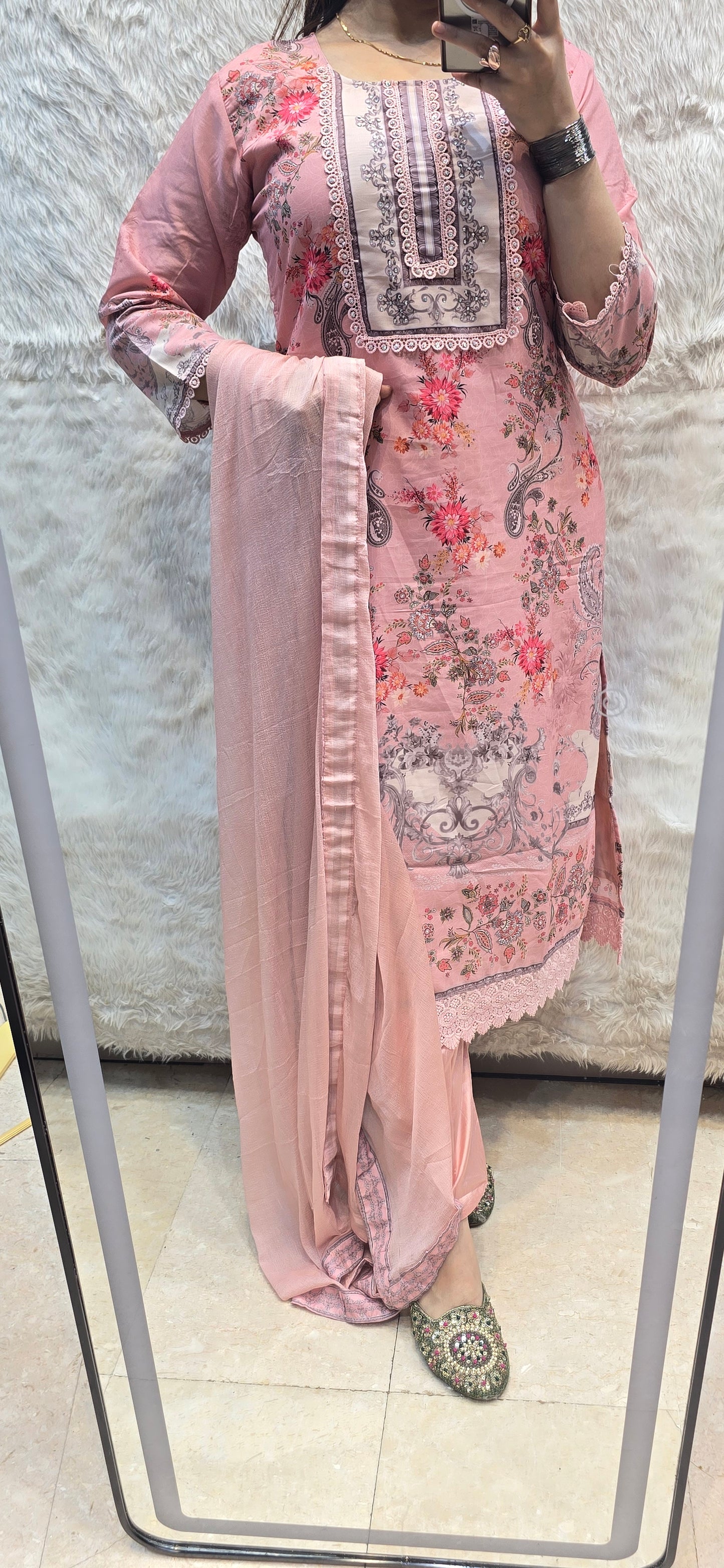PINK 3 PC READYTOWEAR DRESS WITH DUPATTA UNDER 1500