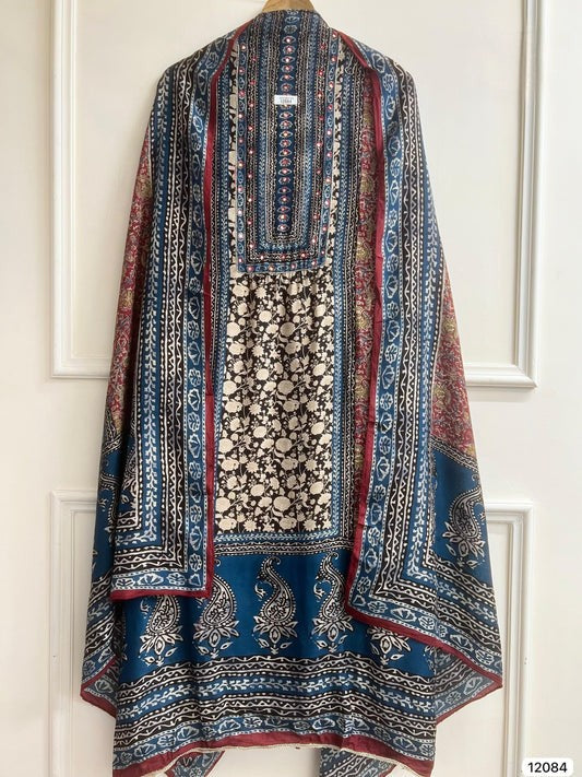 Multi Colour Pure Muslin Unstitched Printed Embroidered Aminah Designs