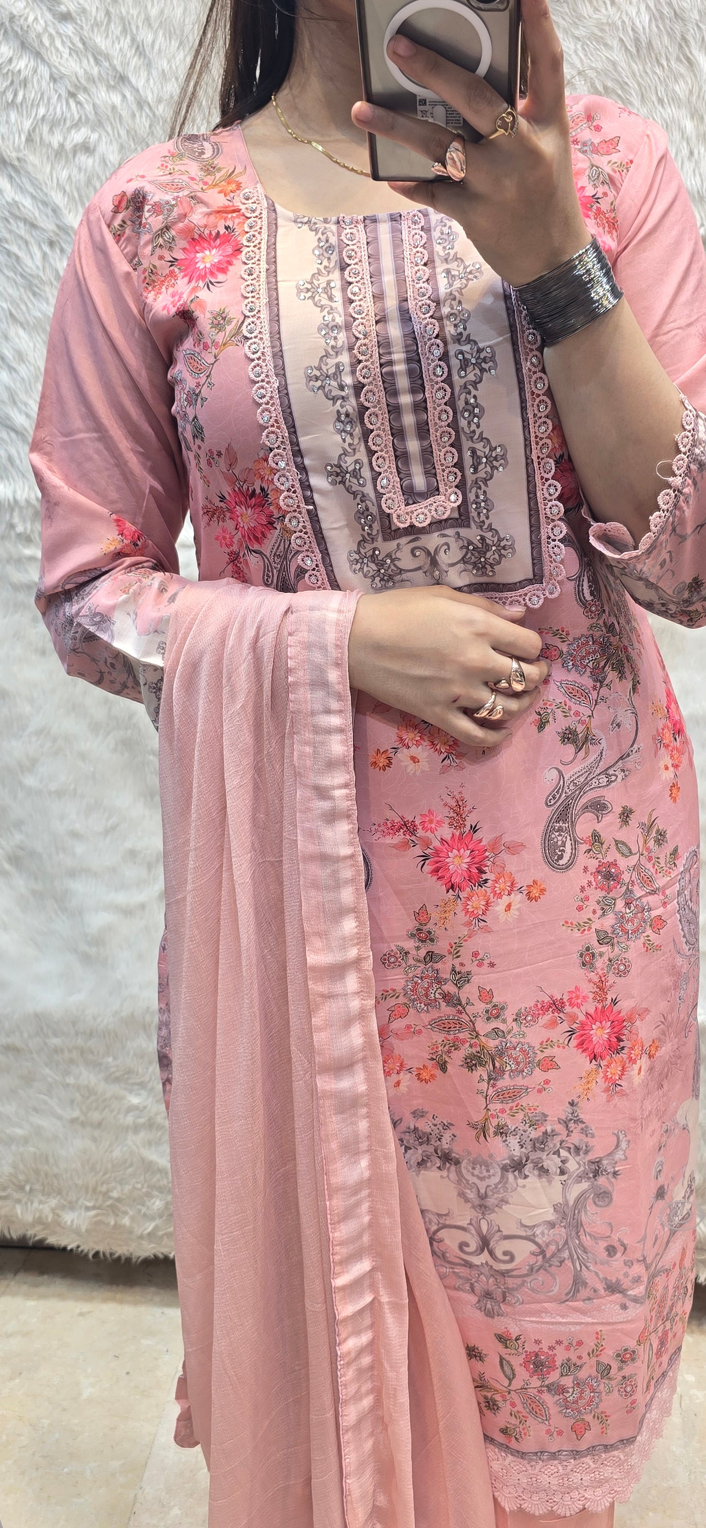 PINK 3 PC READYTOWEAR DRESS WITH DUPATTA UNDER 1500
