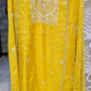 HALDI SPECIAL YELLOW 3 PC UNSTITCHED SET FULLY EMBROIDERED DRESS