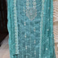 3 PC FULLY EMBROIDERED  TURQUOISE COLOR PURE VISCOSE SET WITH CHIFFON DUPATTA