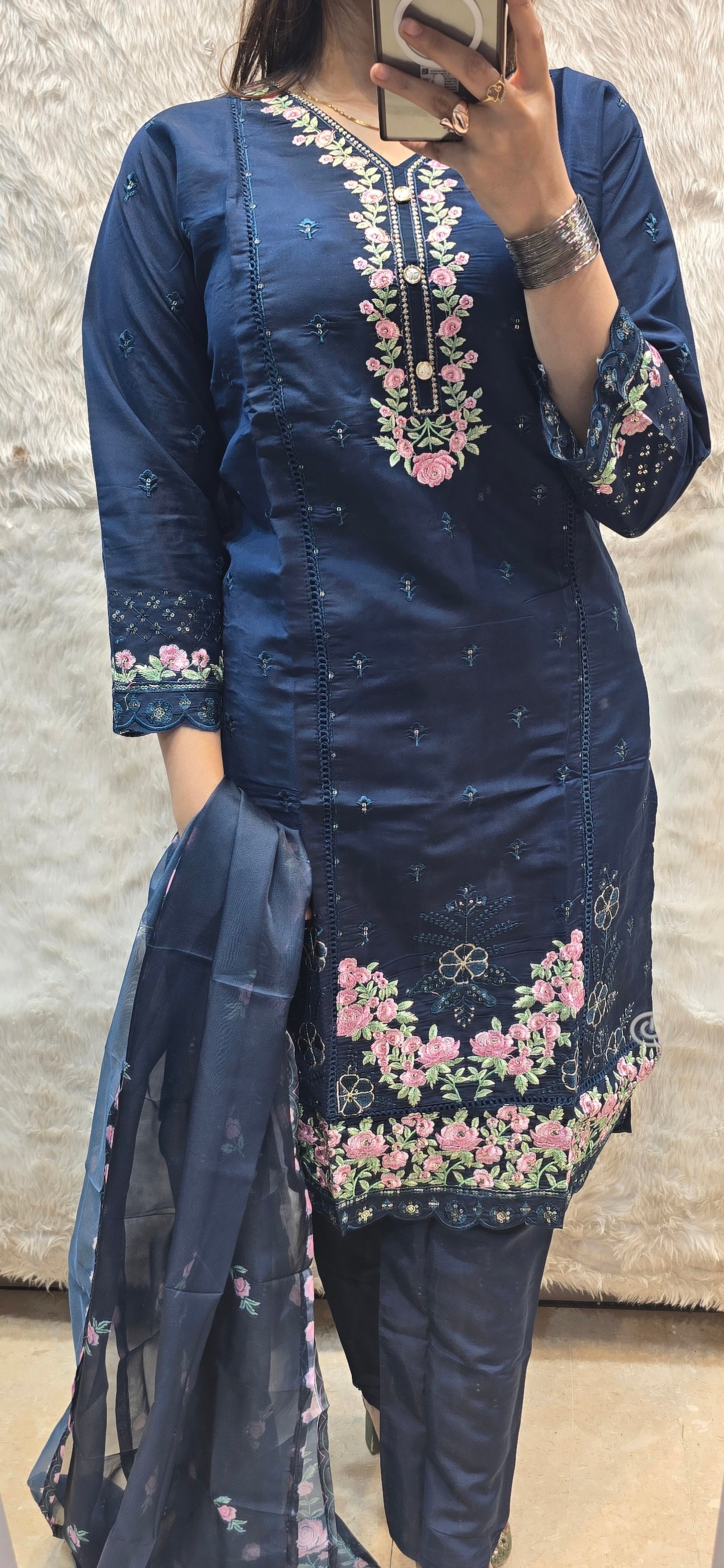 NAVY BLUE 3 PC READYTOWEAR DRESS UNDER 1500