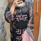 Black and pink 3 pc ready to wear heavy party dress fully embroidered