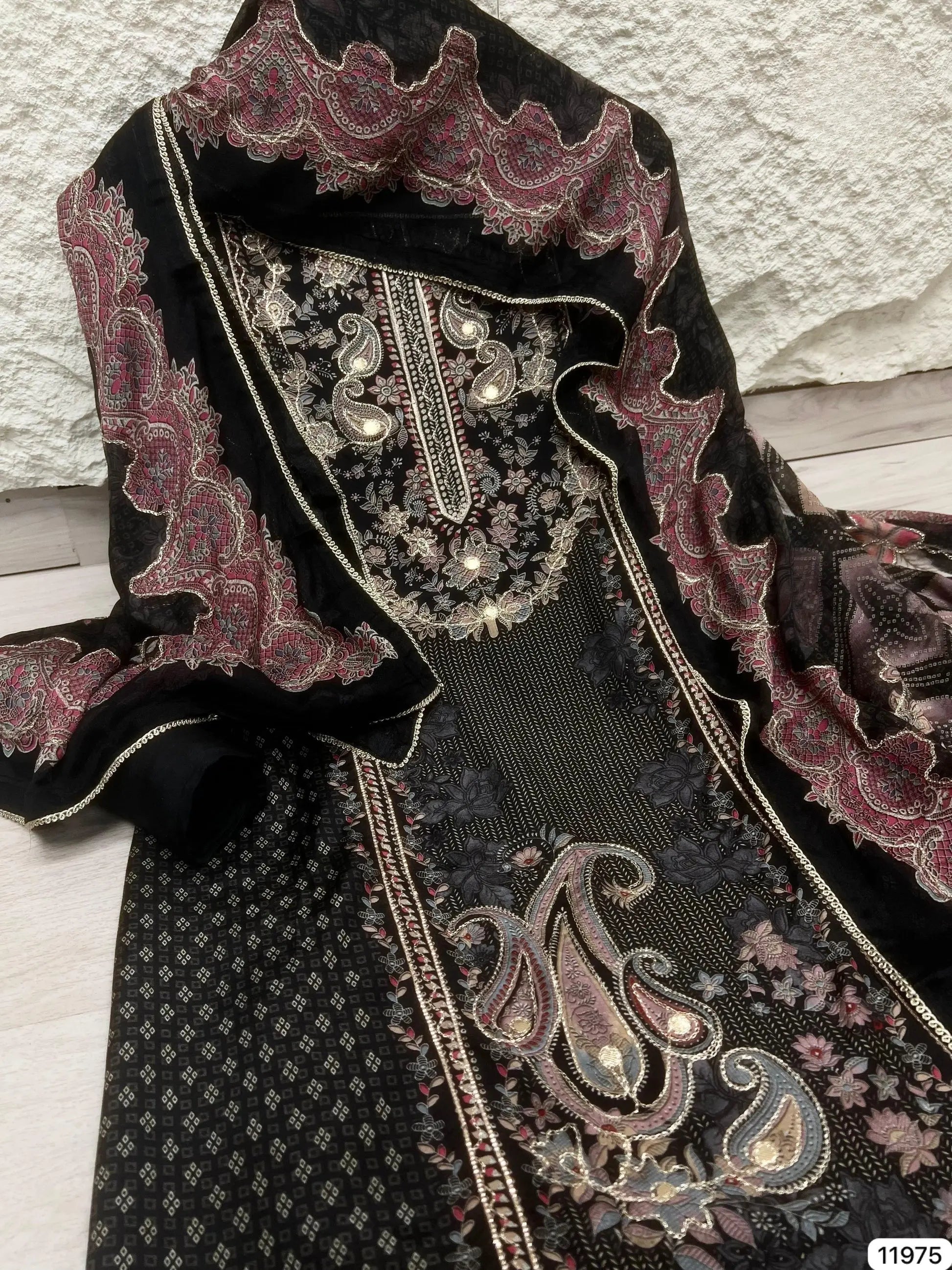 Midnight Sapphire Pure Muslin Unstitched 3-Piece Set with Ornate Digital Prints | Aminah Designs - Aminah Designs