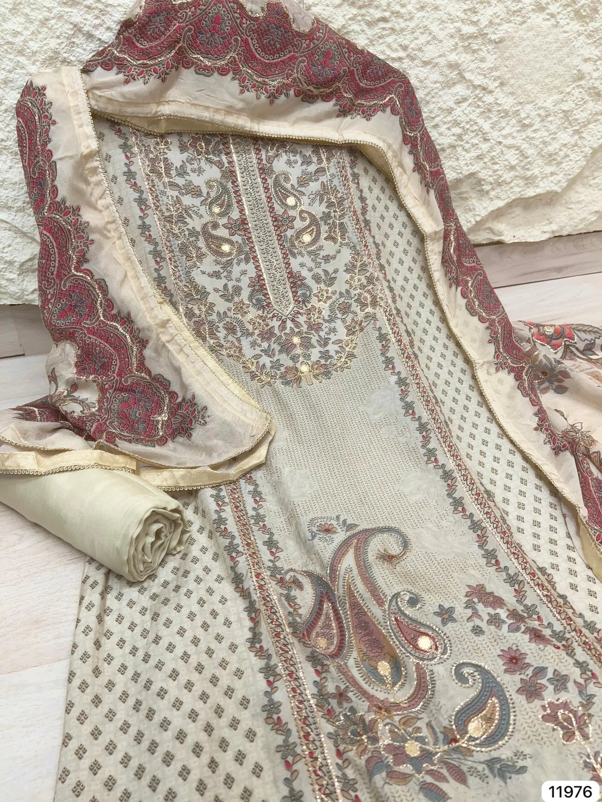 Midnight Sapphire Pure Muslin Unstitched 3-Piece Set with Ornate Digital Prints | Aminah Designs - Aminah Designs