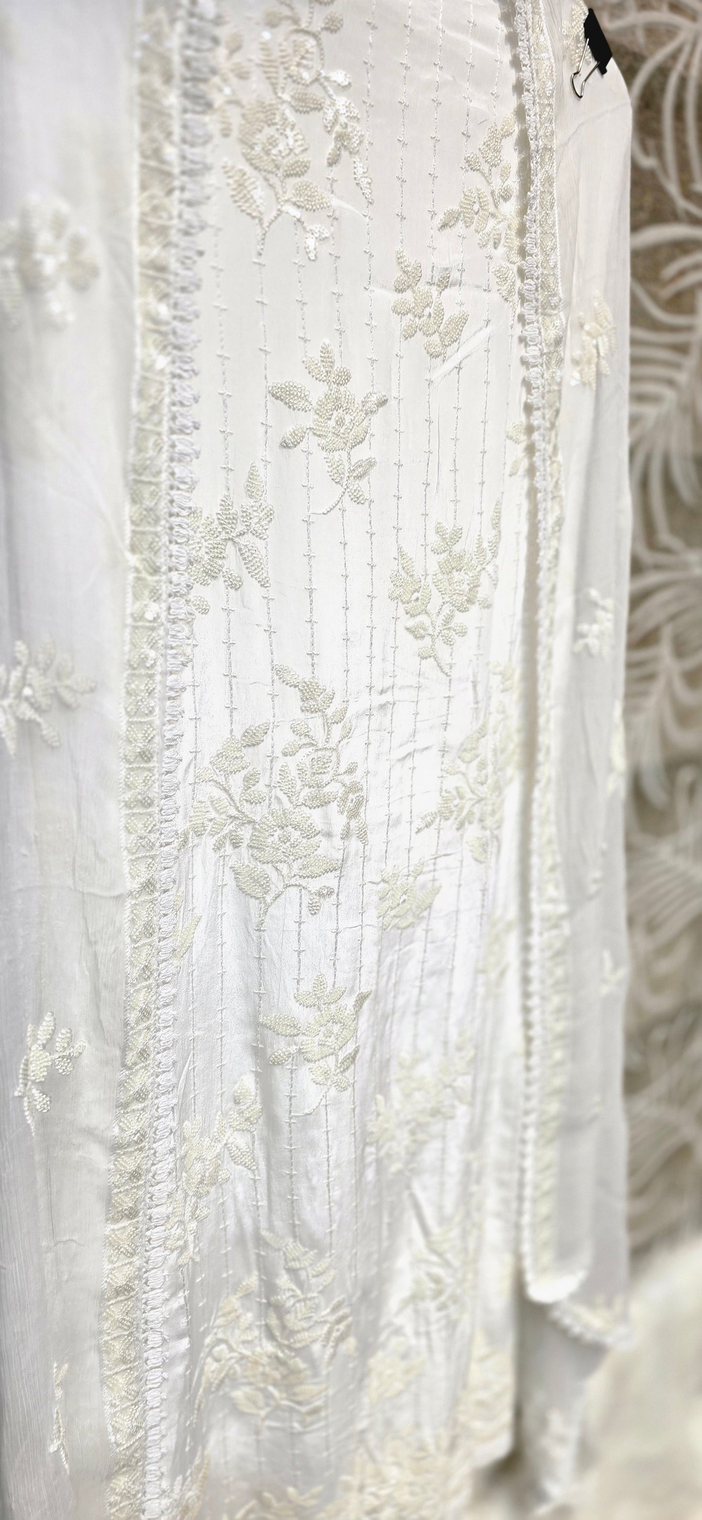 PURE WHITE 3 PC UNSTITCHED SET WITH HEAVY EMBROIDERY DRESS
