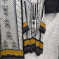 PURE MUZLIN 3 PC SET SEMI STITCHED WHITE AND BLACK WITH BEAUTIFUL LACE WORK AND MIRROR WORK