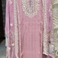 PINK COLOR 3 PC SEMI STITCHED DRESS WITH HEAVY EMBROIDERY ON TOP AND DUPATTA