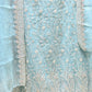 BLUE 3 PC UNSTITCHED HEAVY EMBROIDERY DRESS WITH HEAVY DUPATTA