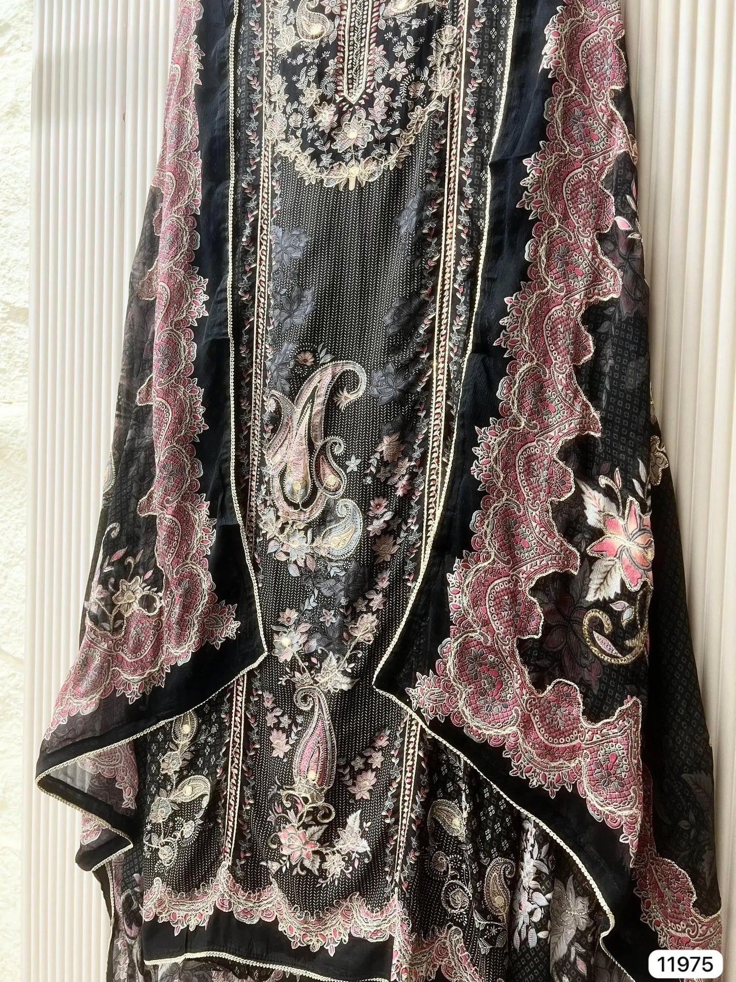 Midnight Sapphire Pure Muslin Unstitched 3-Piece Set with Ornate Digital Prints | Aminah Designs - Aminah Designs