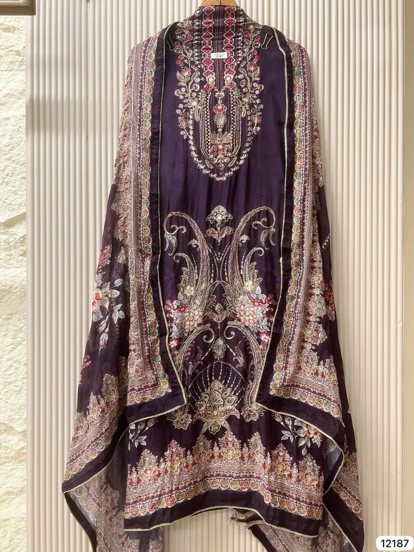 Midnight Sapphire Pure Muslin Unstitched 3-Piece Set with Ornate Digital Prints | Aminah Designs - Aminah Designs