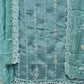 3 PC FULLY EMBROIDERED  TURQUOISE COLOR PURE VISCOSE SET WITH CHIFFON DUPATTA