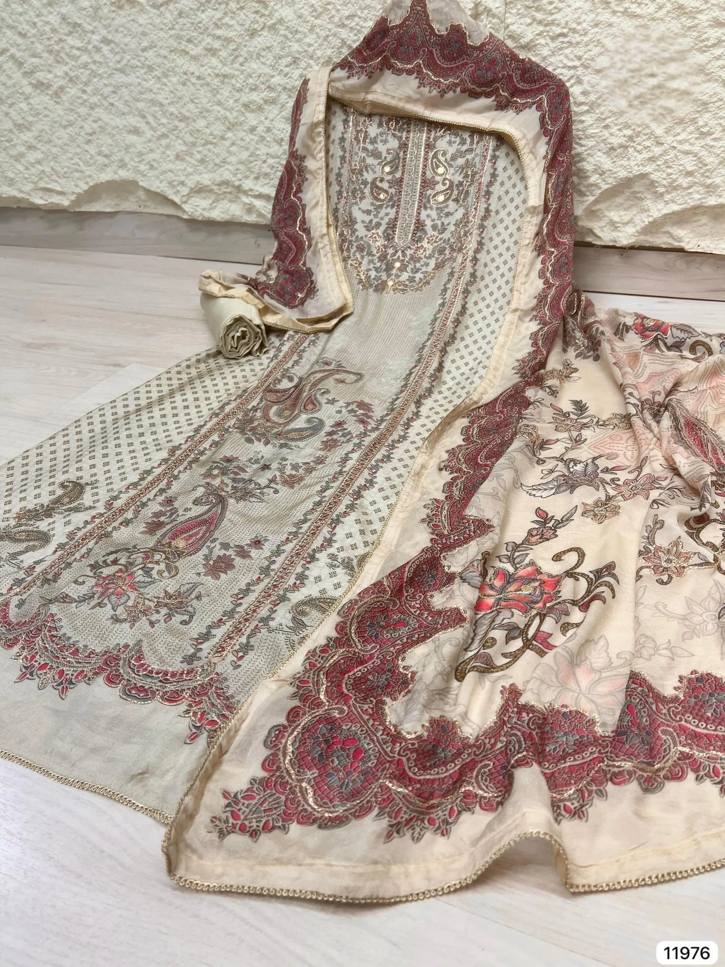 Midnight Sapphire Pure Muslin Unstitched 3-Piece Set with Ornate Digital Prints | Aminah Designs - Aminah Designs