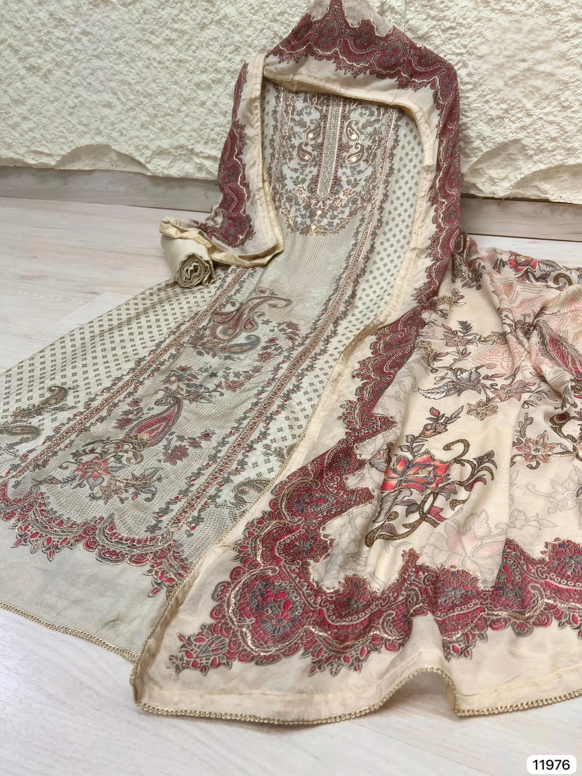 Midnight Sapphire Pure Muslin Unstitched 3-Piece Set with Ornate Digital Prints | Aminah Designs - Aminah Designs